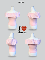 キャンディラッフルオフショルダーショートスリーブTシャツ