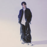 glossy strap shirt_black