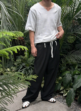 [S/S]バカンスダメージVネックハーフニット(3color)