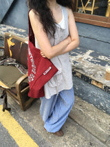 Seersucker Elastic Waist Pants