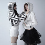 【MADE】winter frill hood zip-up, stripe