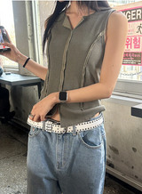 [S/S] ピグメントカッティングノースリーブトップ(3color)