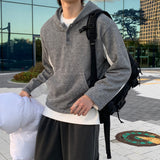 LMN New ES Henley neck loose fit knit hood (2 colors)