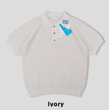 Berna Linen Collar Knit Short Sleeve T-shirt