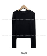 [U-BASIC] Soft Ribbed Round Crop Long Sleeve