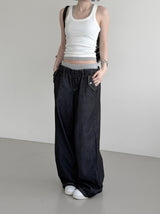 Sagging Non-Faded Raw Denim Pants