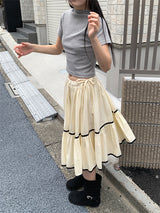 RIBBED HALF NECK TEE (4C)