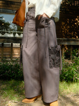 Ribbon Cotton Pants (Charcoal)