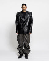 SLAB STRUCTURED BLAZER - FAUX LEATHER