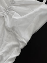Lay Shirred Mesh Layered Sleeveless