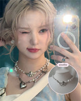 [VIVIZ Eunha, KISS OF LIFE Julie Necklace] Baroque Angel Pearl Choker Necklace - Silver Color