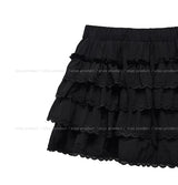 Kivi Lace Frill Tiered Mini Skirt
