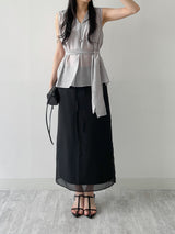 [Scarf SET] Sica V-Neck Sleeveless Blouse