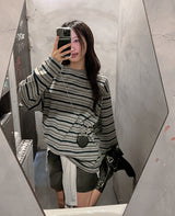 Tone pigment mix stripe long sleeves