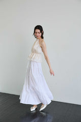 PEARL HALTERNECK TOP / IVORY