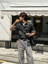 LMN Rivet Western Denim Short-Sleeved Shirt (2 colors)
