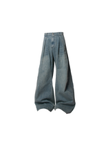 RELABEL Three-Dimensional Composition (Depiction) Waist Pleats Leg Pleats Washed Layered Jeans