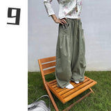 Khaki Cargo Wide Leg Straight Pants