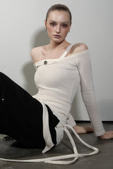ODE DUAL BUTTON HALTER LONGSLEEVE