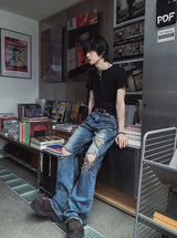 [LANARCH] ハーフジップアップ半袖Tシャツ