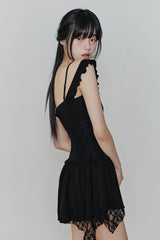 ペタルラッフルドレス black