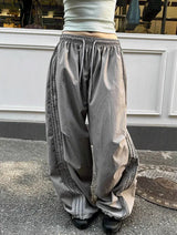 Metallic Track Wide Nylon Trousers