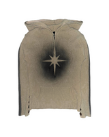 Sprayed Star Knit Hoodie(Beige)