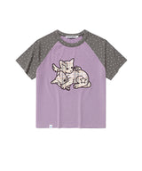 Wエンジェルキャッツラグラン半袖Tシャツ パープル(CV2FMFT546A)