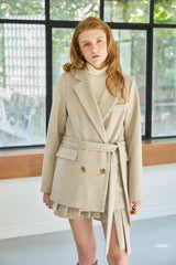 CLASSY HERRINGBONE WOOL JACKET / IVORY