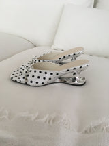 Dot Chrome Heel Mules