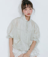 SHIRRING SEE THROUGH WIND JACKET (LIGHT GREEN)