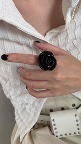 Black rose bold ring