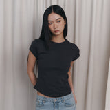 C 90S ラインベーシックTシャツ_チャコール