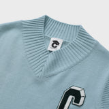 3D C Patch Sky Blue Knit Vest [Unisex]