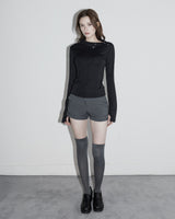 Diagonal Button Long Sleeve Black