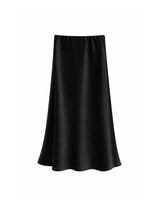 Lumi Satin Bias Flare Long Skirt Black