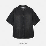 Double-Stitch Denim Short-Sleeve Shirt (2 Colors)