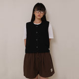 Black Tweed Button Vest