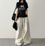 Lenny waist banding color nylon rust lock wide pants