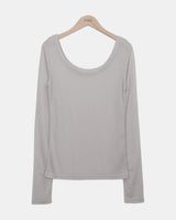 Biljeun Deep U-Neck Long-Sleeve T-Shirt
