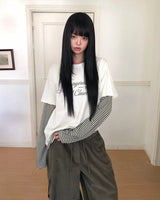[ORIGINAL]ミックスレイヤードストライプロングスリーブTシャツ
