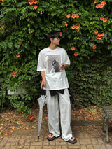 [A-T0249] バンダナキャットモノクロ半袖Tシャツ (2色)