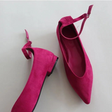 POINTED STRAP FLAT SHOES (LEATHER BLACK, SUEDE PINK, SUEDE BLACK 3COLORS!)