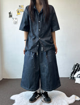 Coin Denim Stitch Detail Shirt 2color