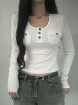 Two-Pocket Slim Button Tee