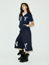 NY アップリケSSフードジップアップ NAVY