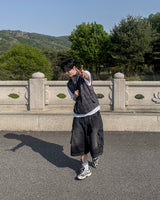 Crinkle Check Hooded Anorak Vest