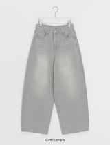 クラインバックポイントワイドウォッシュ加工デニムパンツ