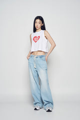 25SS UGLY HEART CROP SLEEVELESS WHITE