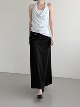 Cowl Neck Draped Layered Halter Top